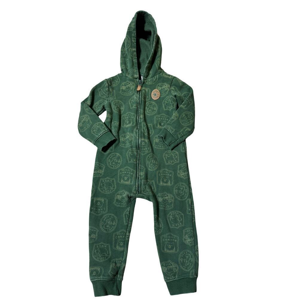 CARTERS BABY Boys onsie outfit, size 24 mos, Green, Hooded, Sweatshirt material